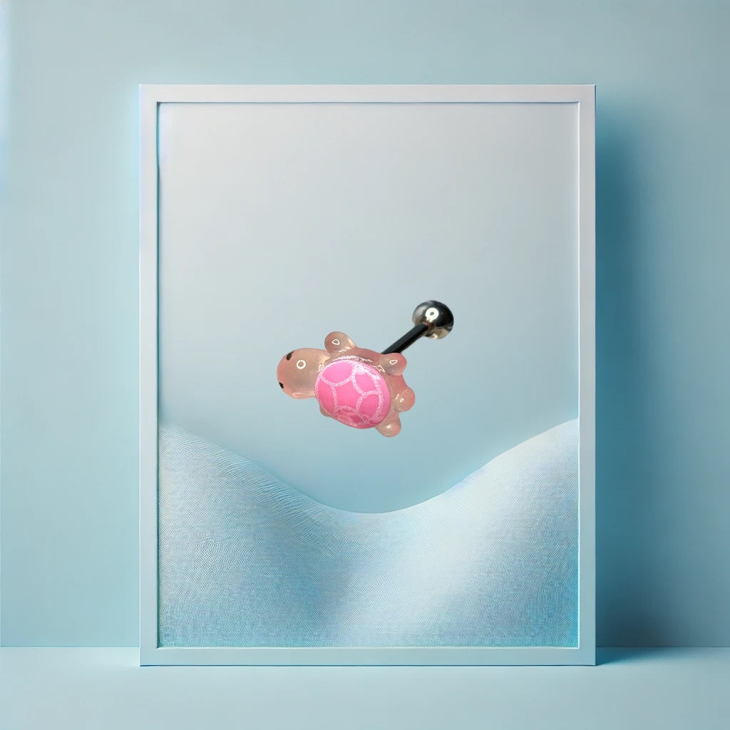 Pink Turtle Zungenpiercing