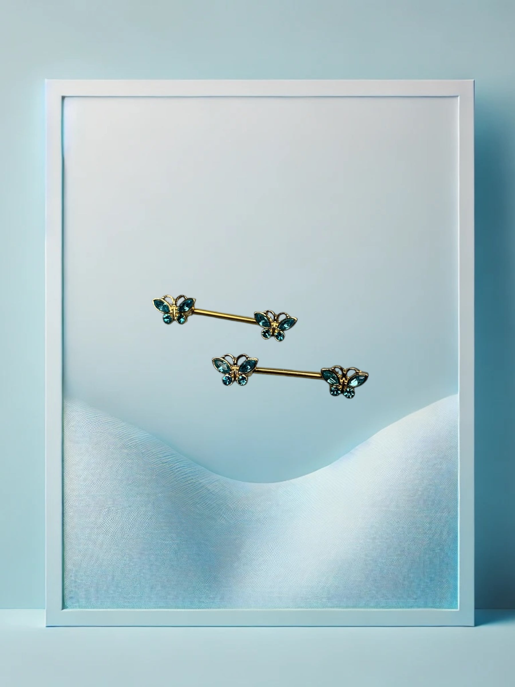 Babyblue Butterfly Nippelpiercing Gold - IcyBelly