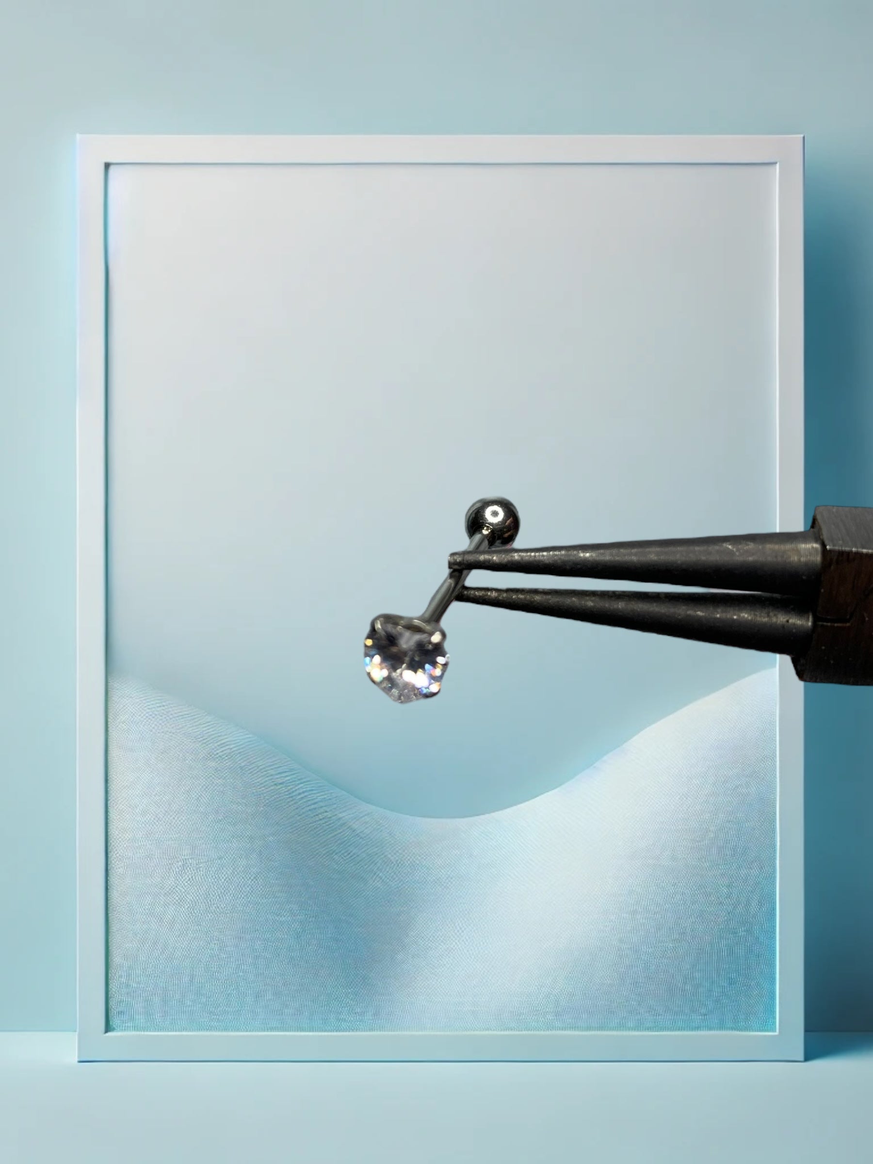 Diamond Heart Zungenpiercing Titan