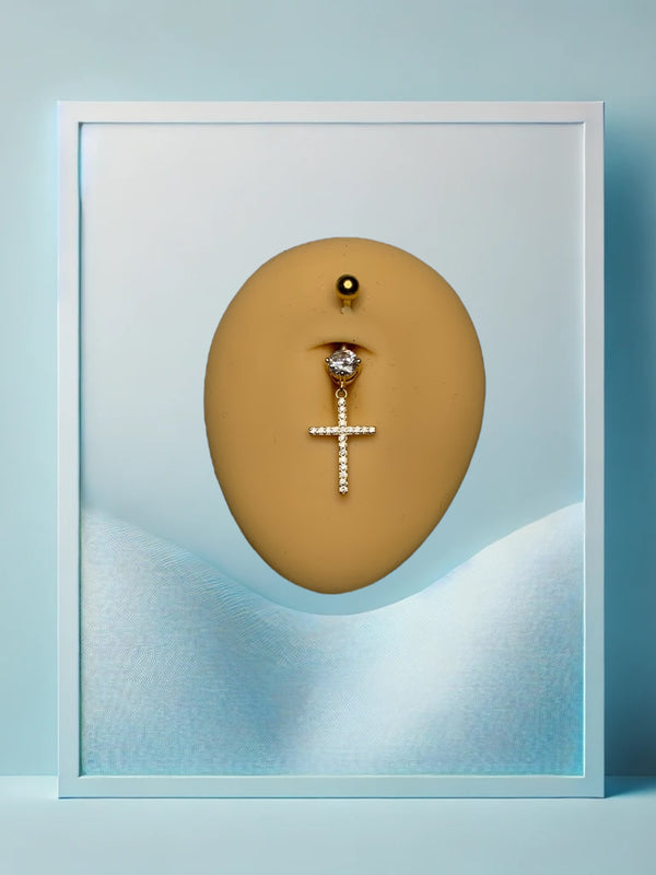 Icy Cross Bauchpiercing Gold