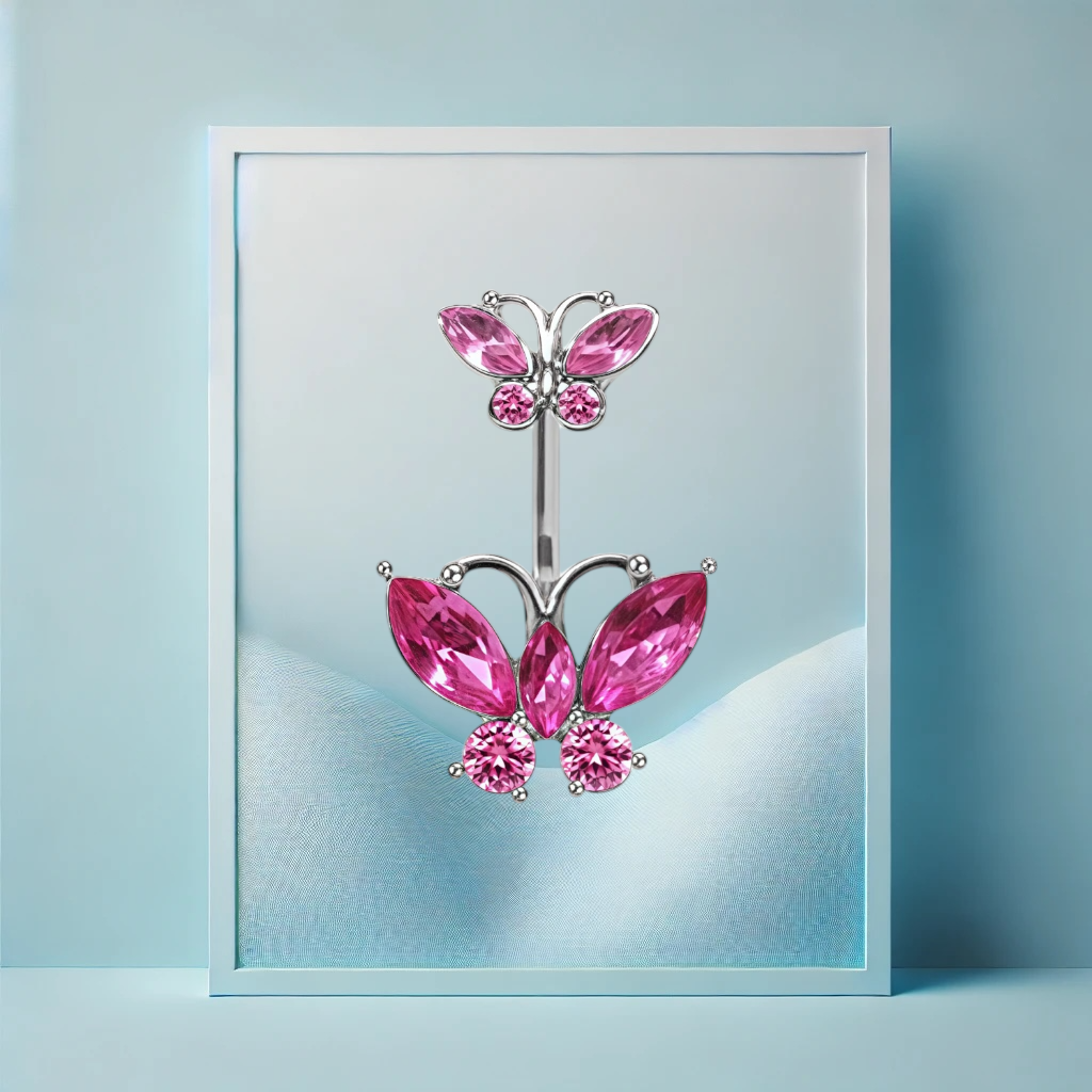 Double Butterfly Pink Bauchpiercing - IcyBelly