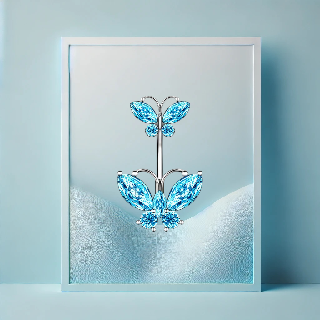 Double Babyblue Butterfly Bauchpiercing - IcyBelly