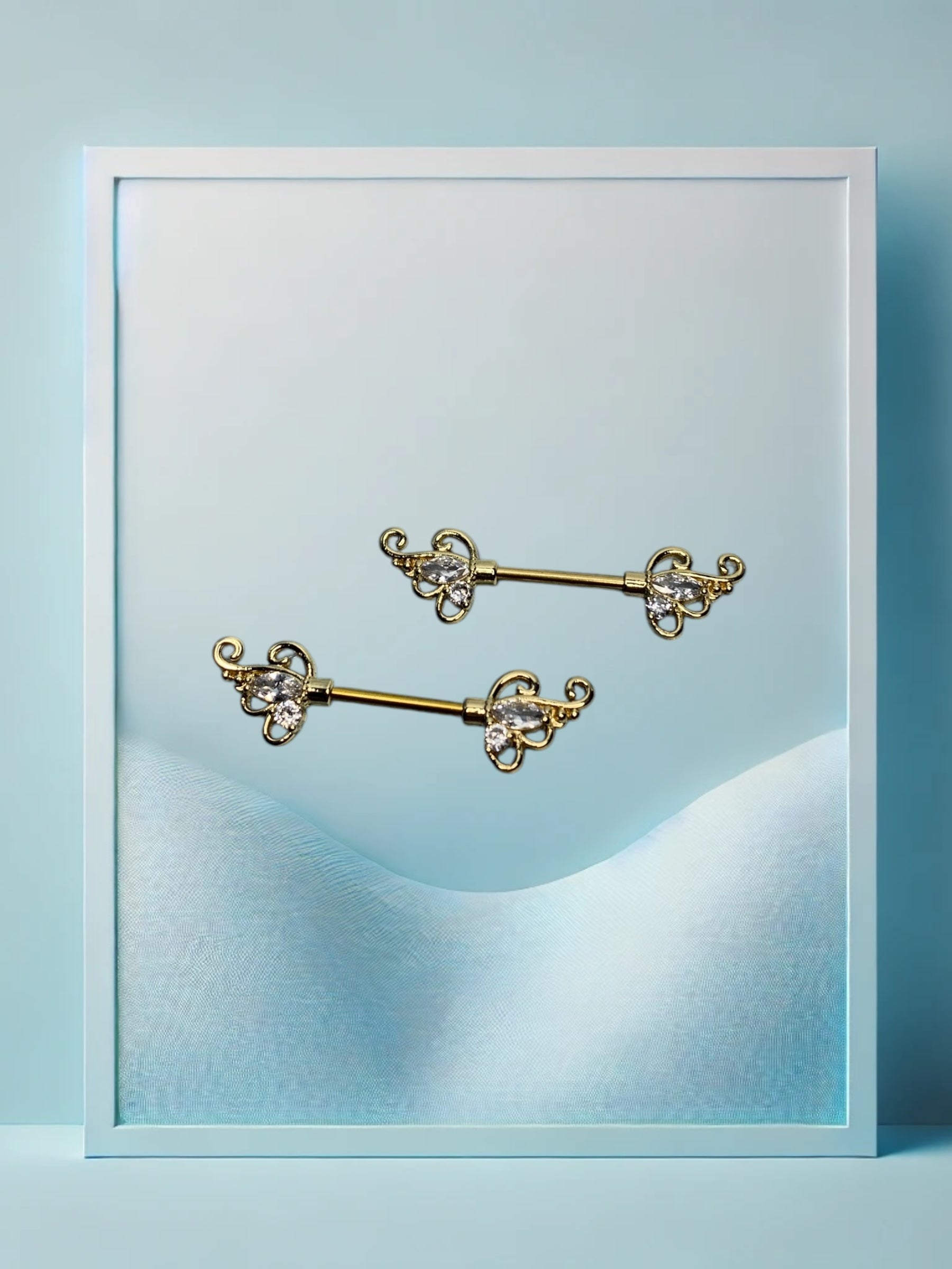 Double Wing Nippelpiercing Gold - IcyBelly