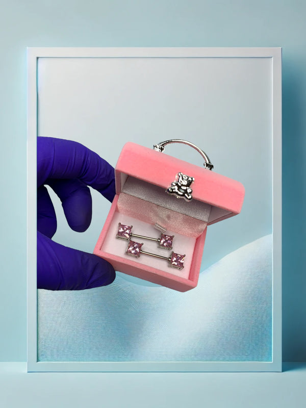 Diamond Square Nippelpiercing Pink